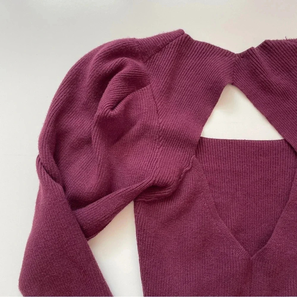 Free People Saffron Open Back Sweater Pomegranate Wine Women's Size XS - Picture 9 of 13
